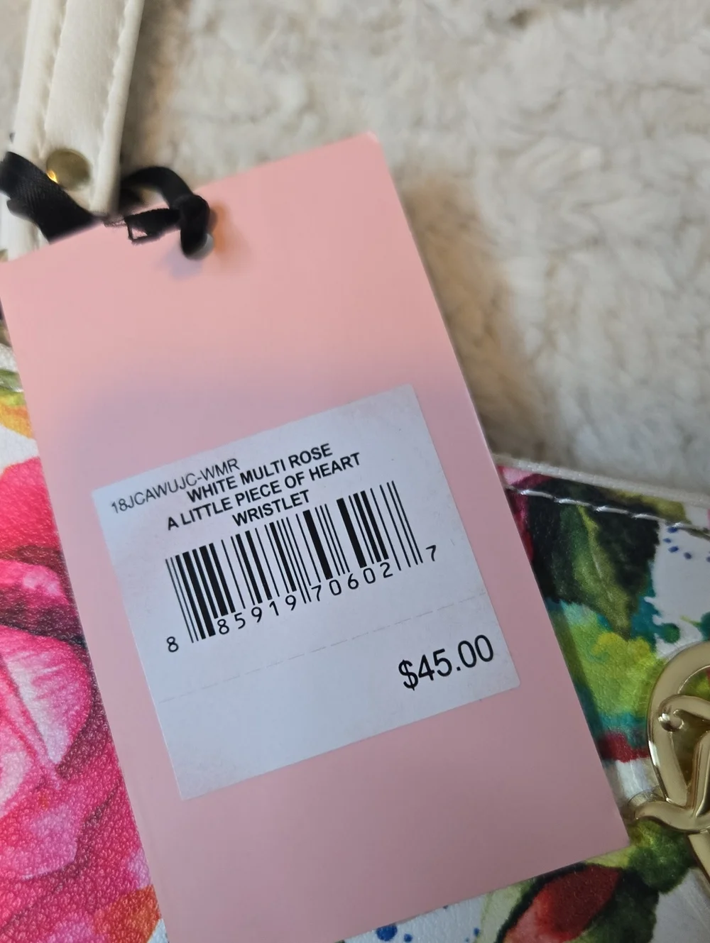 Juicy Couture Pink Rose Print Zip Clutch Wristlet